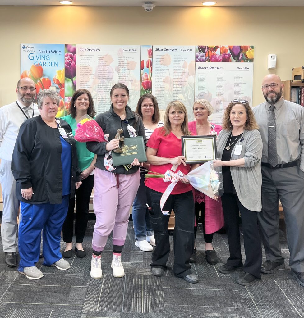 Cassie Maynard from Medina Memorial Hospital was named the winner of the first DAISY Award handed out at Orleans Community Health in Medina, NY for her caring and dedication as a nurse.