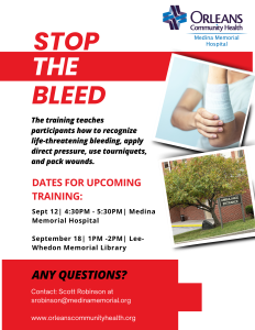 Stop the Bleed Presentation being given by Medina Memorial Hospital twice in September
